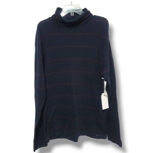 🏈*NWT* MODERN AMUSEMENT - Large Navy Blue Striped Men's Turtleneck